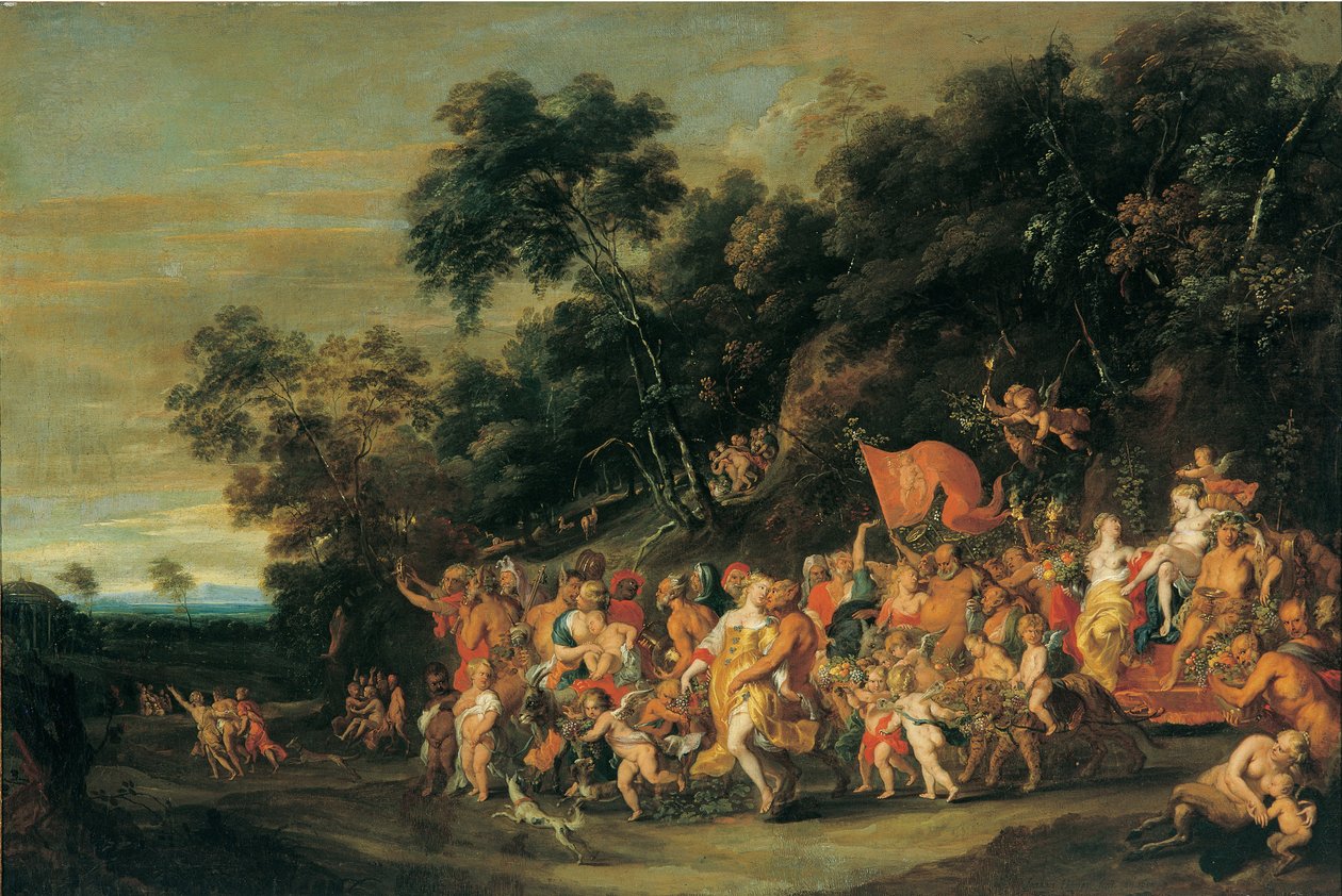 Bacchuksen voitto, n. 1650 (öljy kankaalle) tekijältä Jan Thomas van Ieperen