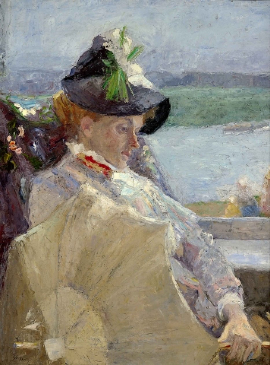 Nainen sateenvarjon kanssa, 1888. tekijältä Jan Toorop
