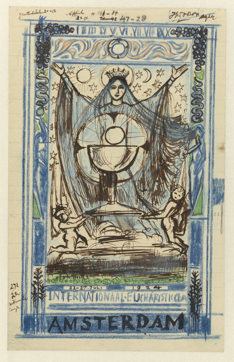 Suunnittelu julisteelle Amsterdamissa 22.-27.7.1924 pidetyn kansainvälisen eukaristisen kongressin tekijältä Jan Toorop