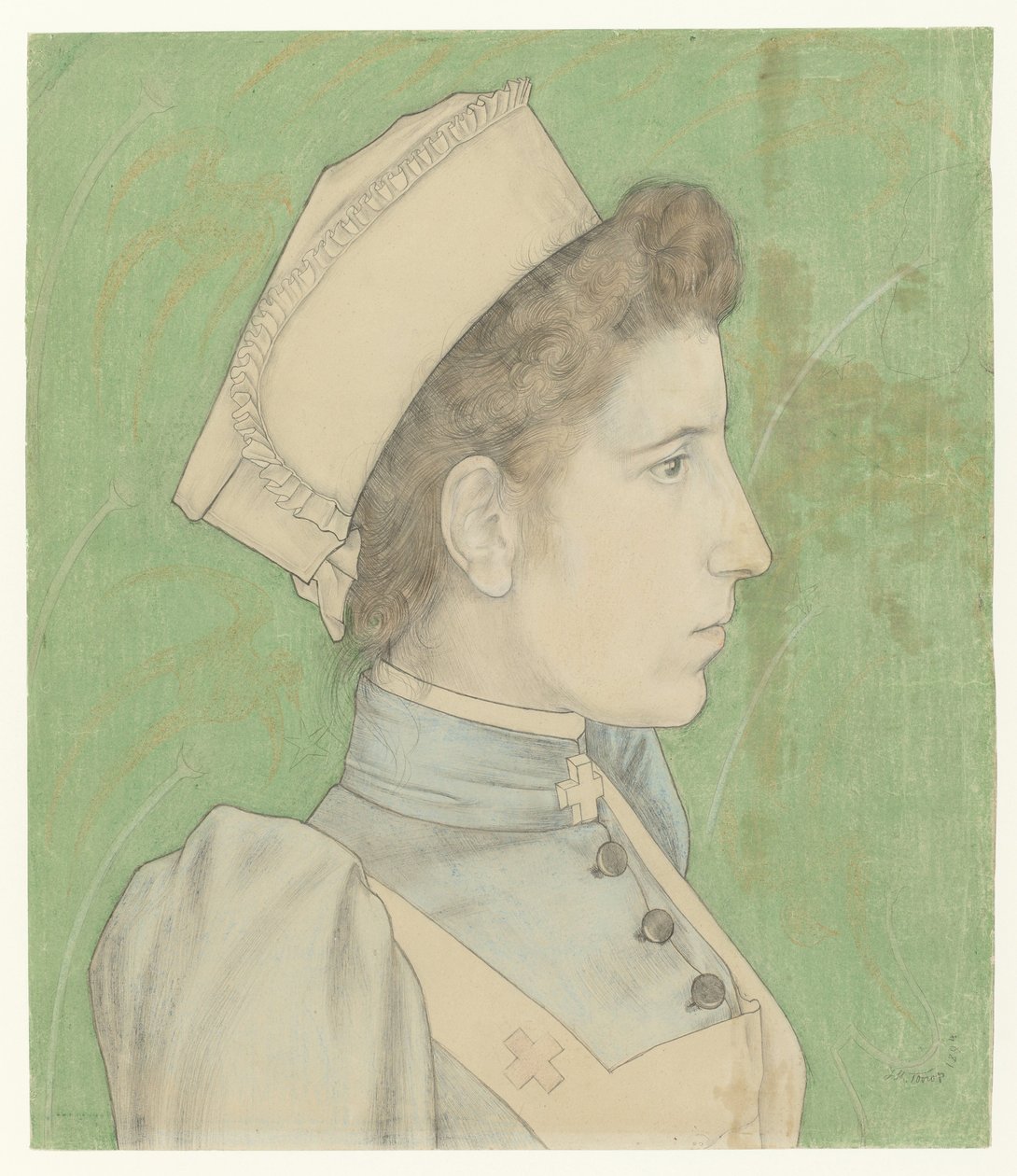 Sairaanhoitaja Nellyn muotokuva Portree van Nelly Goudkade tekijältä Jan Toorop