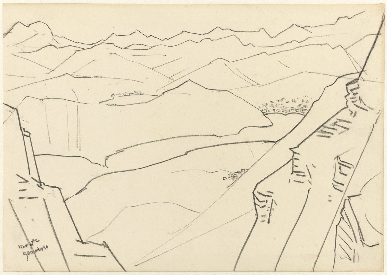 Luonnos vuoristomaisemasta Monte Generososta tekijältä Jan Toorop