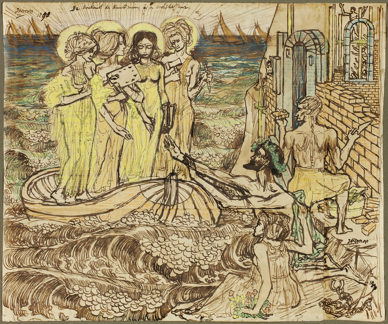 Taiteen muusien saapuminen arkkitehtuuriin tekijältä Jan Toorop
