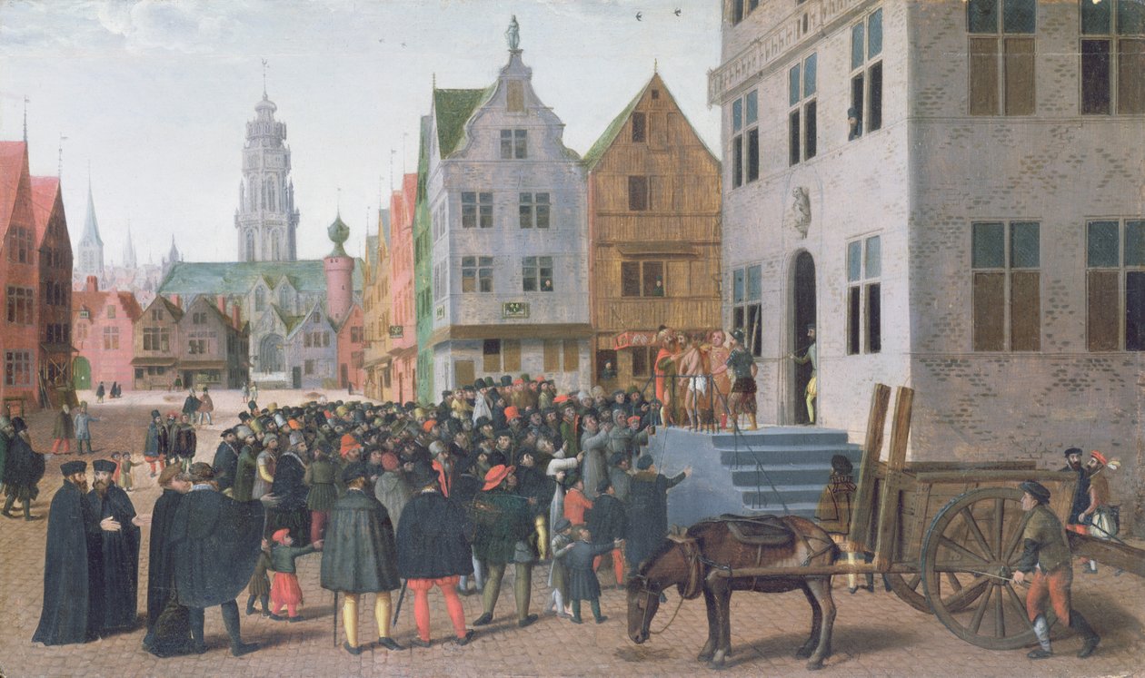 Ecce Homo (Kristus näytettiin ihmisille) n. 1565 (öljy kankaalle) tekijältä Jan Van Wechelen