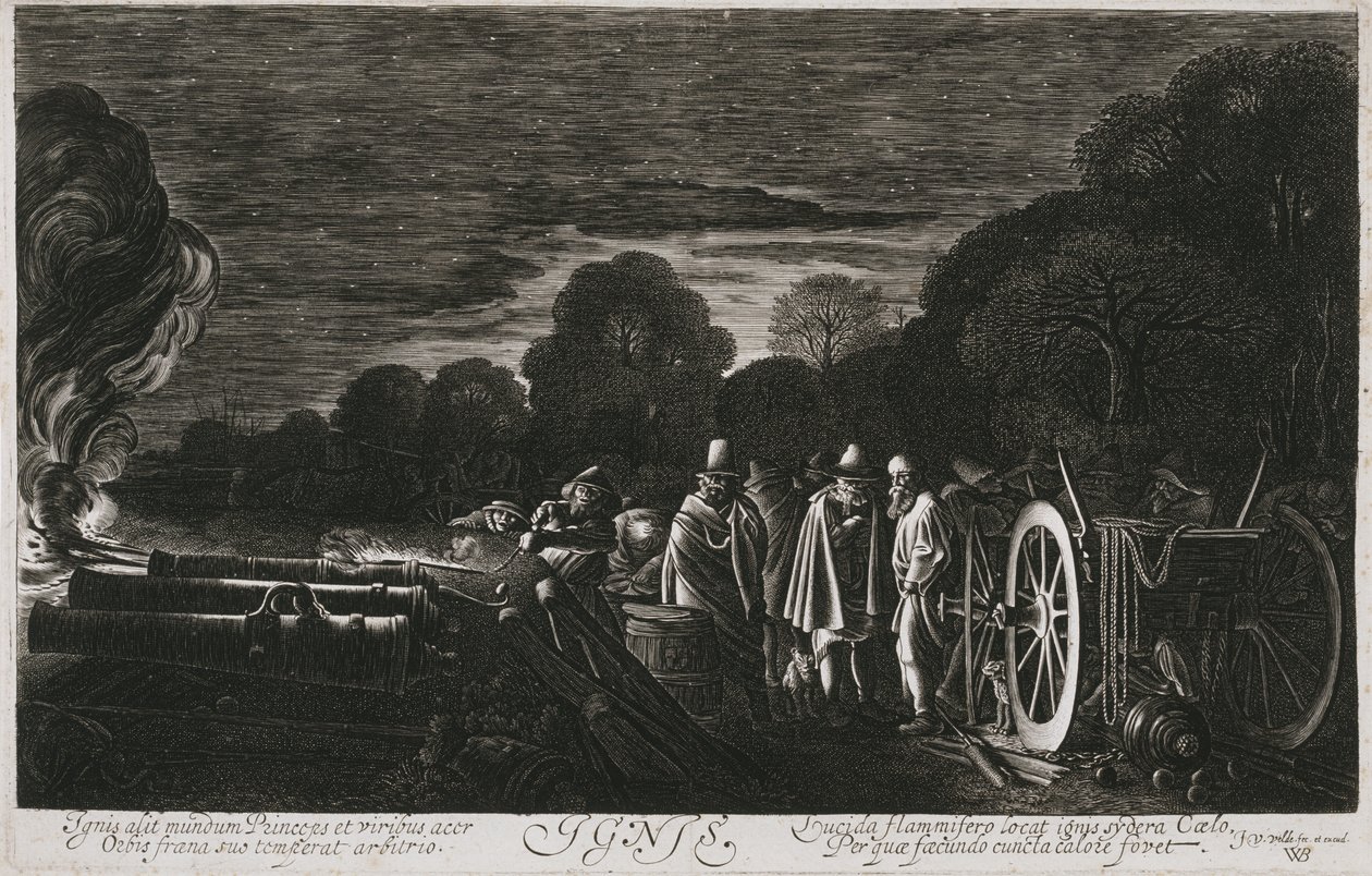 Neljä elementtiä, Tuli (Ignis), c. 1614–1622 (etsaus) tekijältä Jan Van de II Velde
