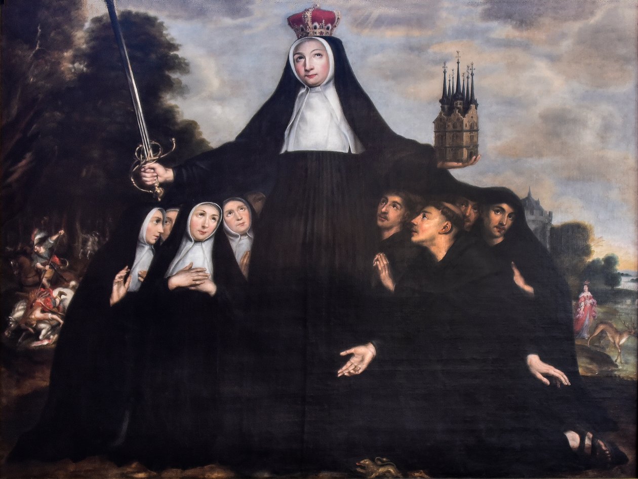 Jan Verhoeven (toiminut 1642-1676 ) Pyhä Begga kerjäläisten ja kerjäläisten suojelijattarena Kerjäläiskirkko Mechelen 19-08-2023 tekijältä Jan Verhoeven