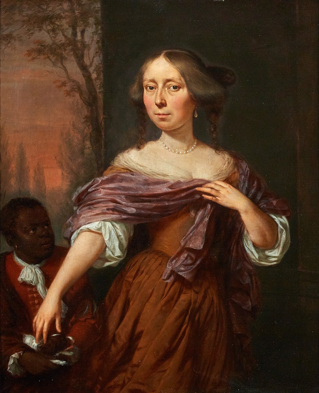Muotokuva Jacomina le Plasta (1647-1681) ja palvelijasta. tekijältä Jan Verkolje