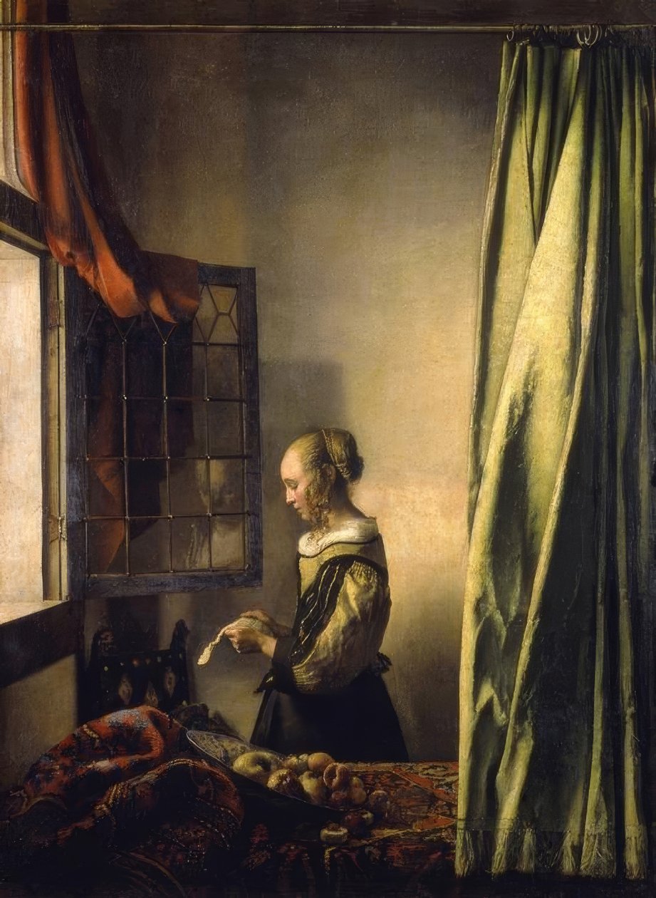 Brieflesendes Mädchen am offenen Fenster tekijältä Jan Vermeer van Delft