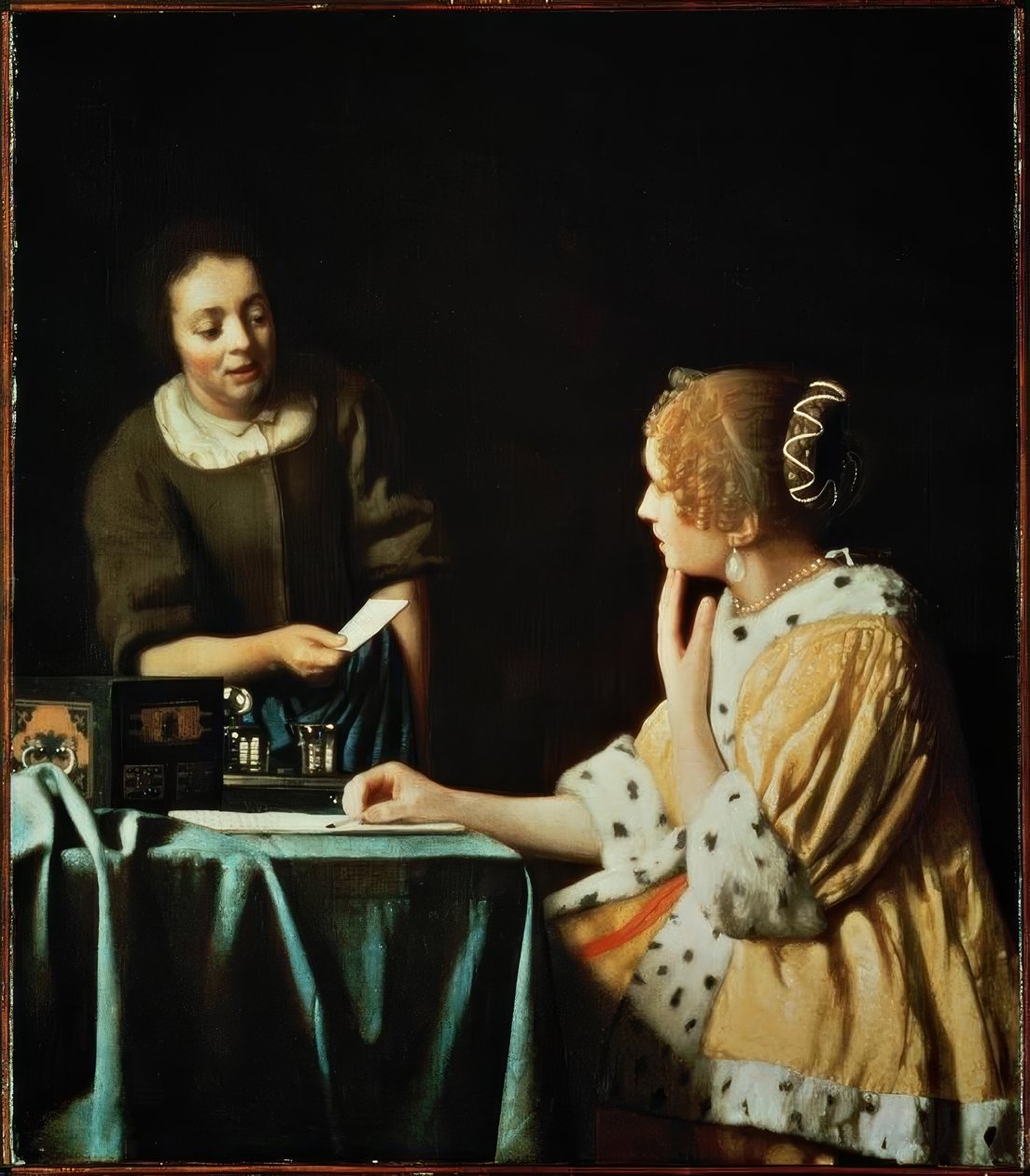 Dame mit Dienstmagd und Brief tekijältä Jan Vermeer van Delft