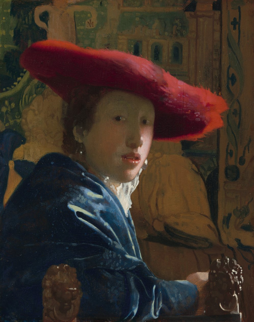 Tyttö, jolla on punainen hattu, c. 16651666. tekijältä Johannes Vermeer