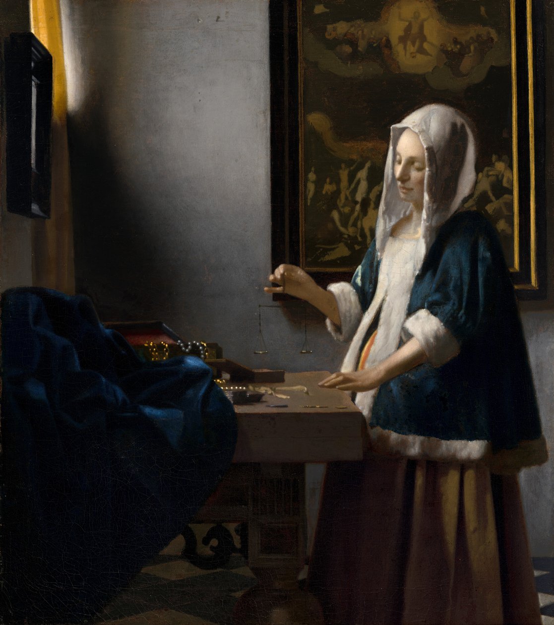 Nainen pitelee tasapainoa, c. 1664. tekijältä Johannes Vermeer
