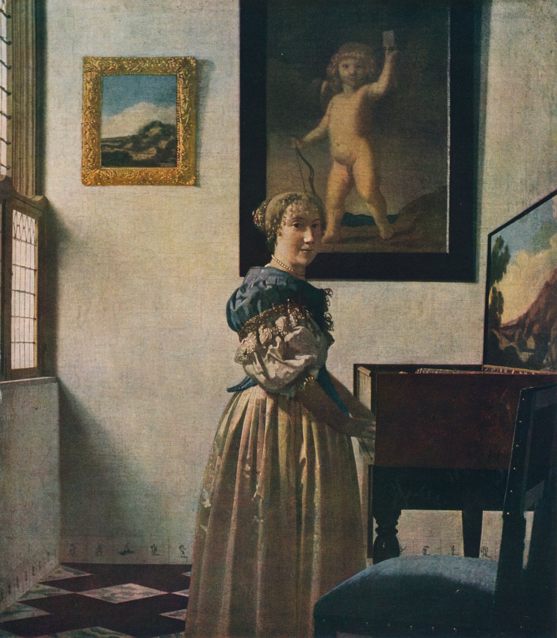 Nuori nainen seisomassa Virginalissa, noin 1670-1672 tekijältä Jan Vermeer van Delft