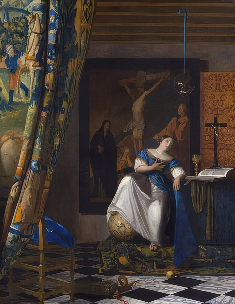 Uskon allegoria. Noin 1670-72 tekijältä Jan Vermeer van Delft