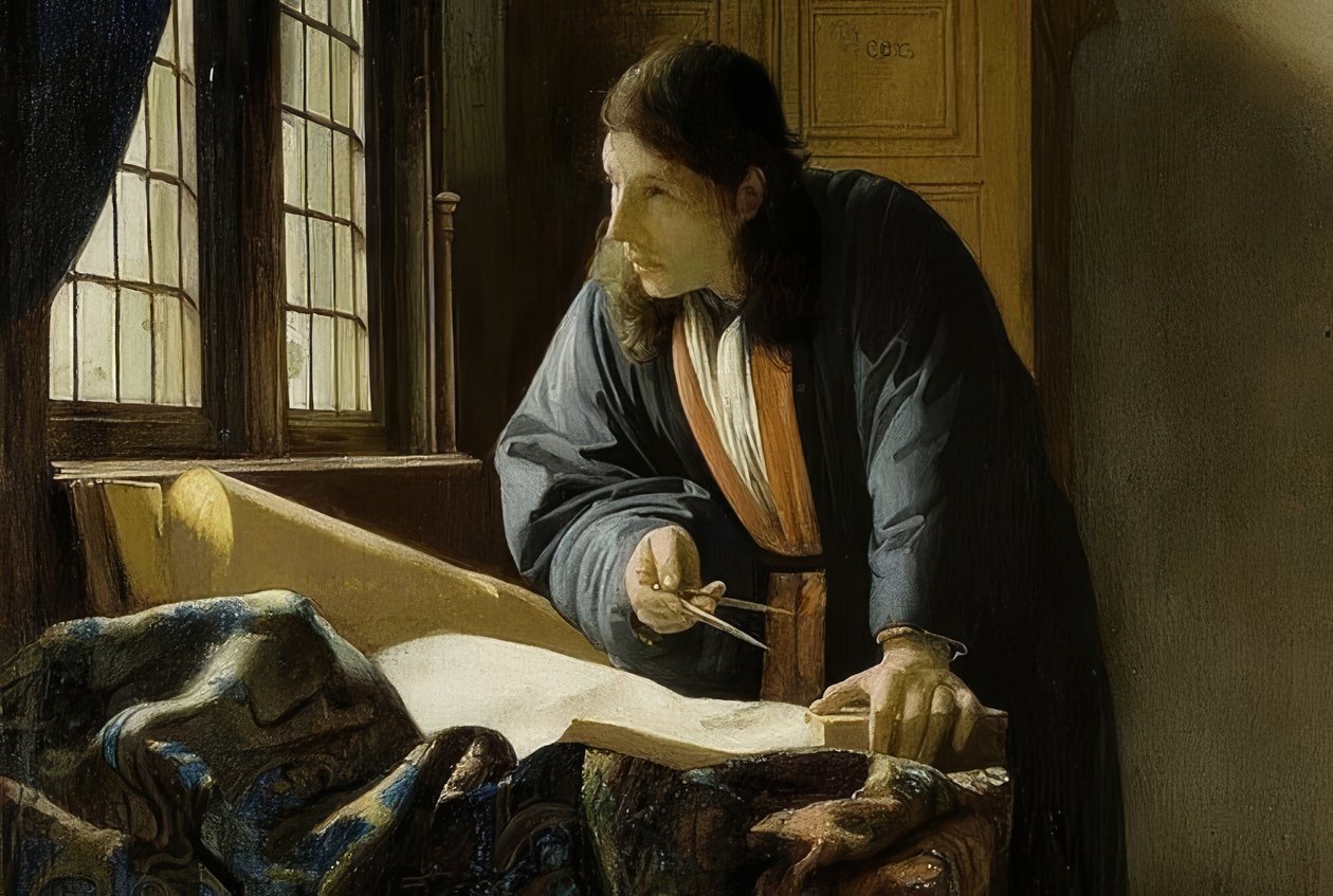 Der Geograph (yksityiskohta). 1669 tekijältä Jan Vermeer van Delft