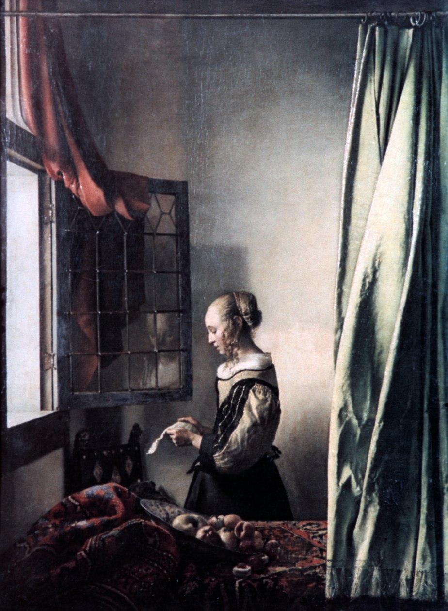 Tyttö lukee kirjettä avoimessa ikkunassa, c1657 tekijältä Jan Vermeer van Delft