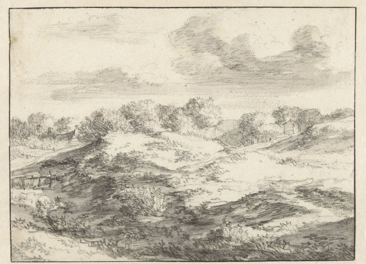 Dyynimaisema, jossa mökki kaukana tekijältä Jan Vermeer van Haarlem (I) (attributed to)