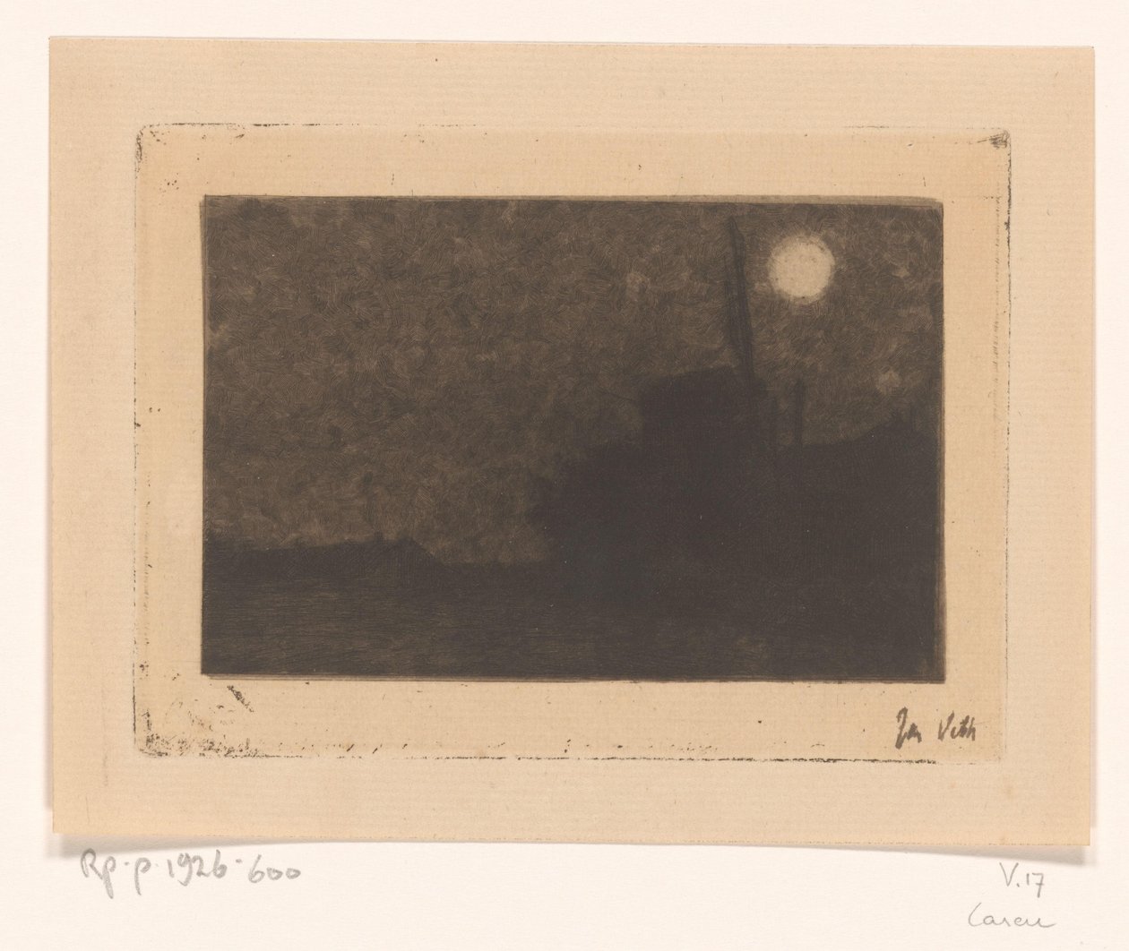 Tehdas Larenissa kuunvalossa tekijältä Jan Veth (signed by artist)