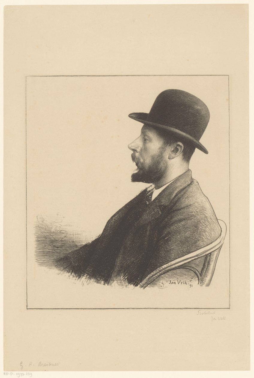George Hendrik Breitnerin muotokuva Famous Contemporaries (sarjan nimi) tekijältä Jan Veth