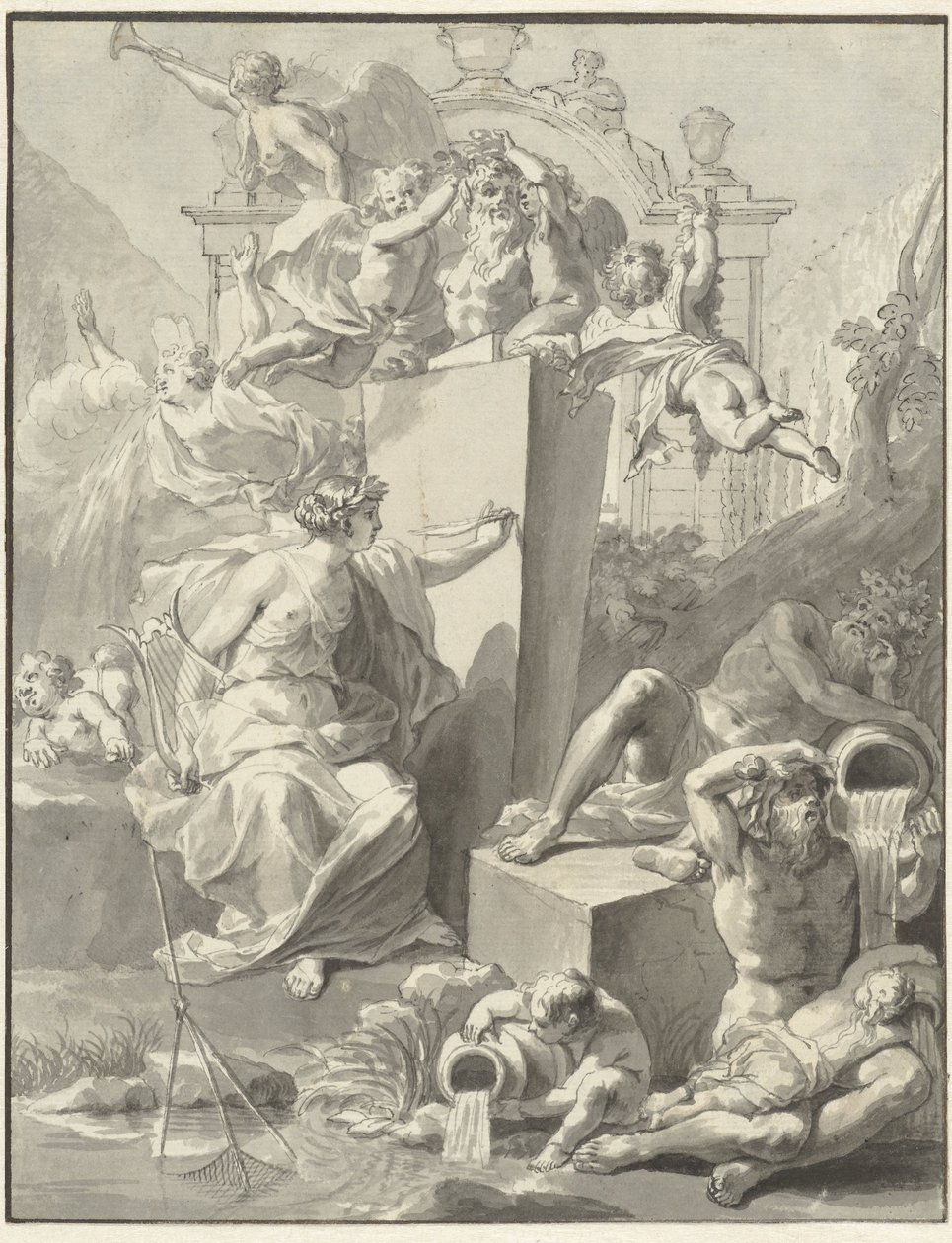 Nimilehden suunnittelu W. van der Hoeven, Westermeer, 1721 tekijältä Jan Wandelaar