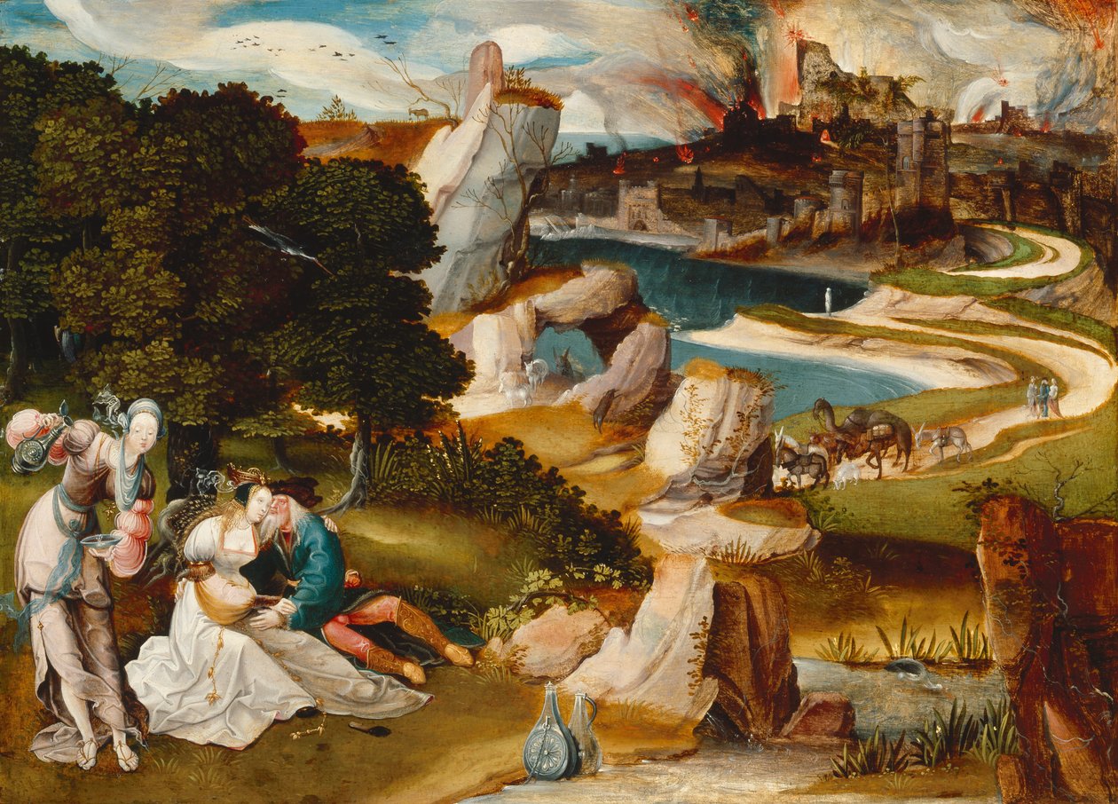 Lot ja hänen tyttärensä, 1523 (öljy tammilevylle) tekijältä Jan Wellens de Cock