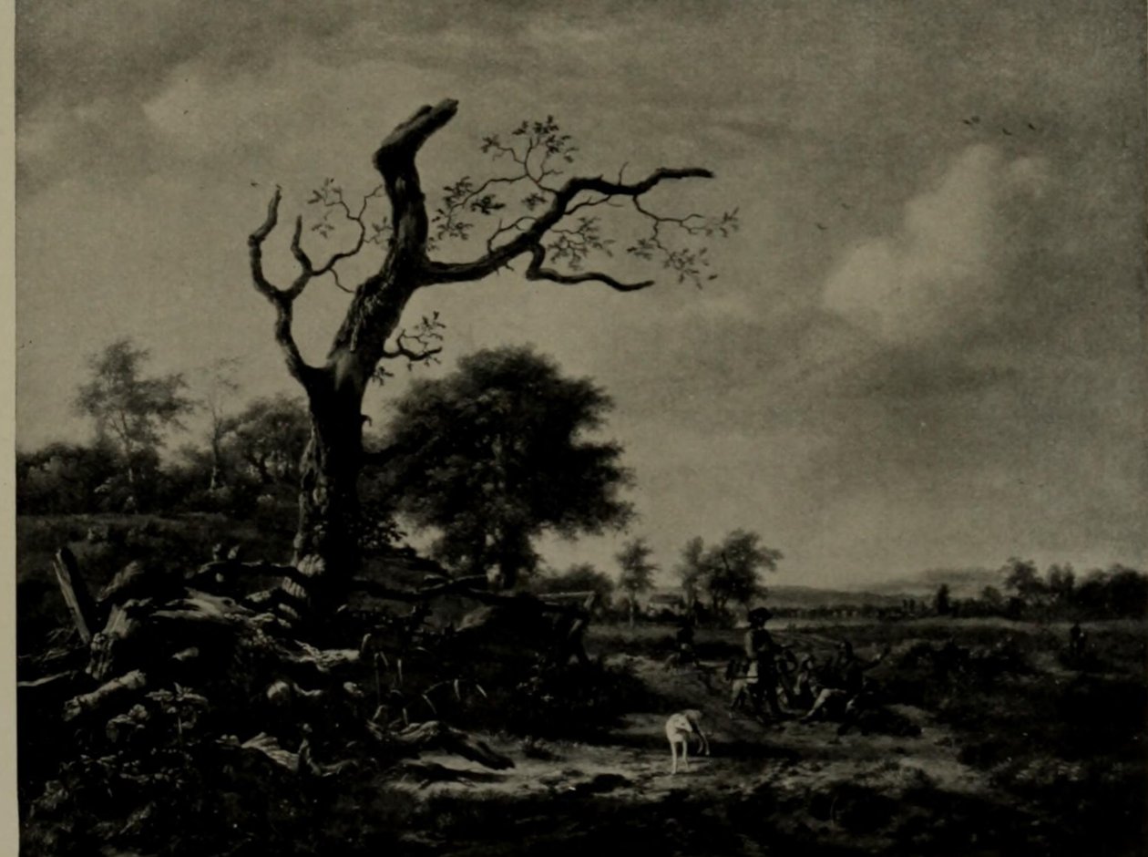 Hollanti: Maisema lepäävine metsästäjineen Lehtitön puu (The Leafless Tree) tekijältä Jan Wijnants