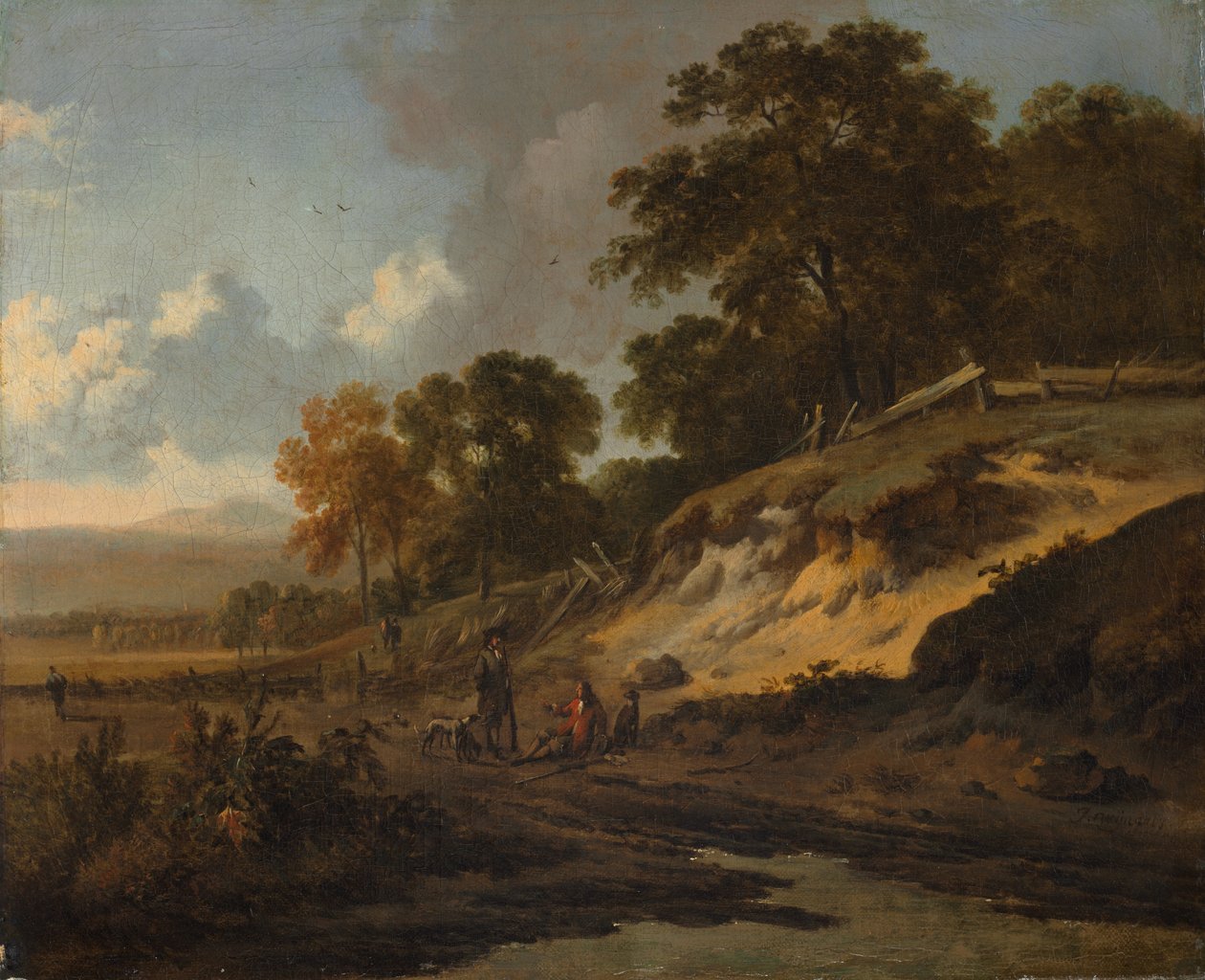 Maisema metsästäjineen, noin 1660-80 (öljy kankaalle). tekijältä Jan Wijnants