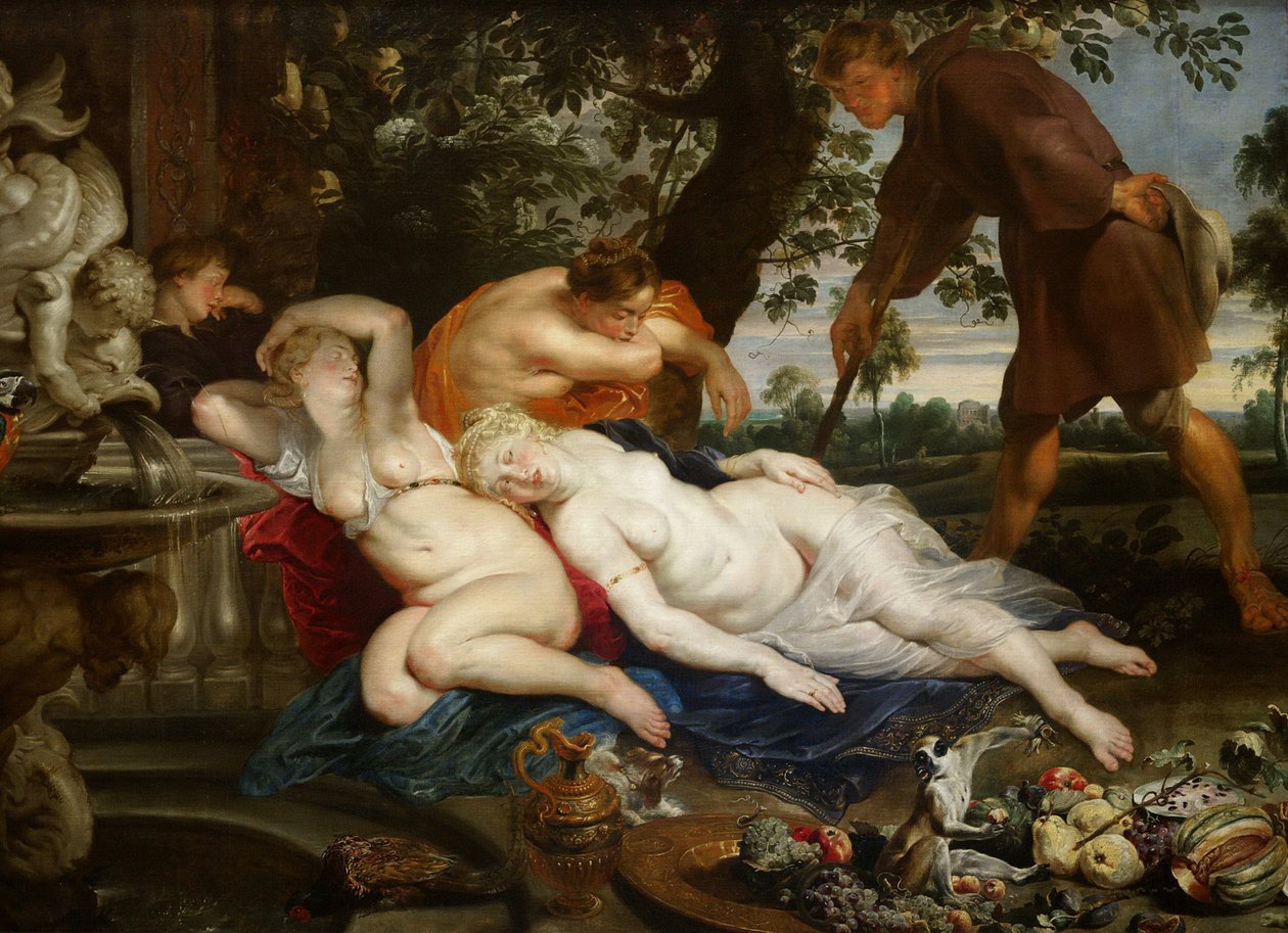 Cymon ja Iphigenia - Jan Wildens (1586-1653). Öljy kankaalle, c. 1617. Mitat : 208x282 cm. Taidehistoriallinen museo, Vienne tekijältä Jan Wildens