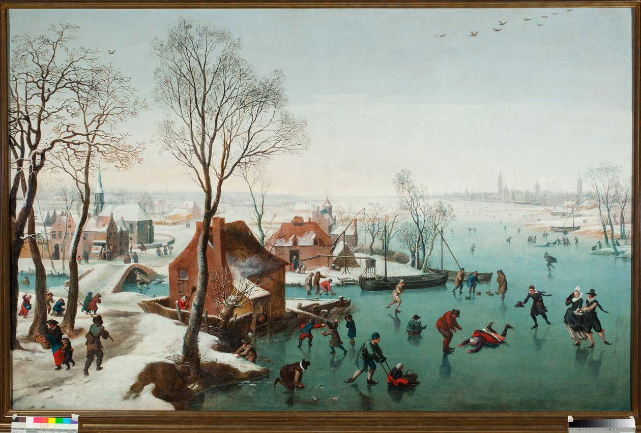 Joulukuu, luistelijat järven gelellä (joulukuu, luistelijoita jääjärvellä) Jan Wildensin (1586-1653) maalaus tekijältä Jan Wildens