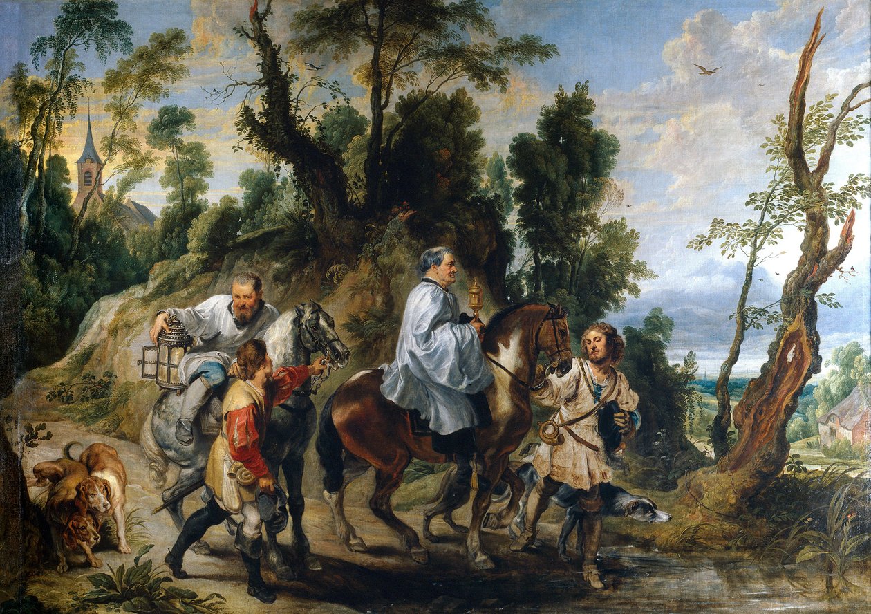 Rudolf I Pyhästä Imperiumista (tai Rudolf IV Habsburgista) (1218-1291) - Jan Wildensin Habsburgin Rudolf ja pappi tekijältä Jan Wildens