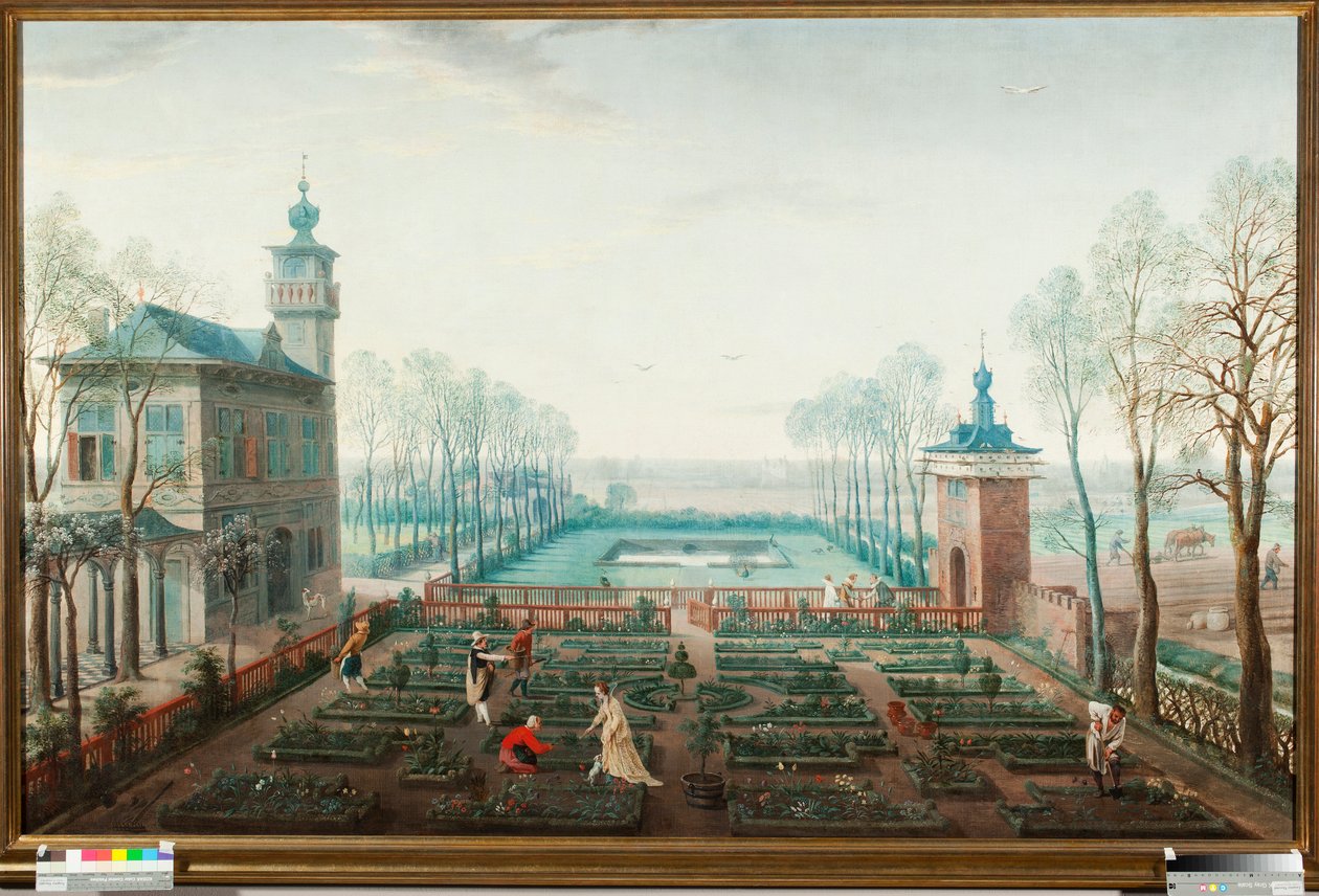 Huhtikuu, töitä puutarhassa (huhtikuu, puutarhanhoito) Jan Wildensin (1586-1653) maalaus tekijältä Jan Wildens