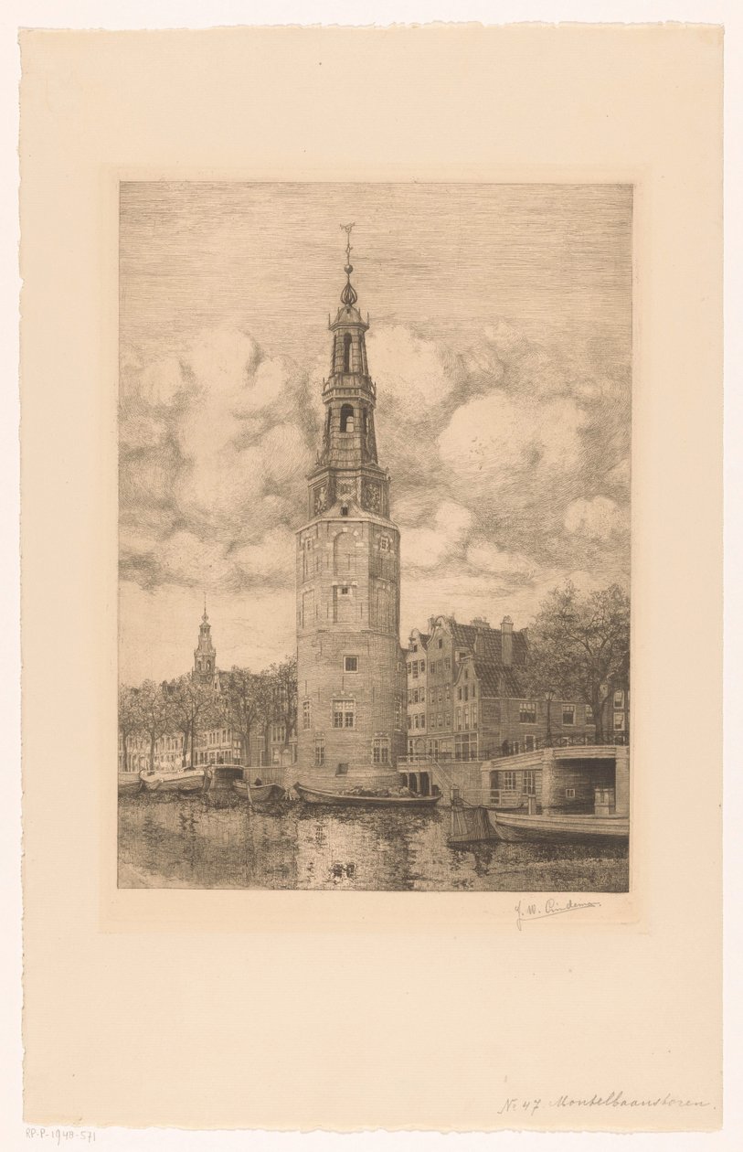 Montelbaanstoren (otsikko esineessä) tekijältä Jan Willem Lindeman (signed by artist)
