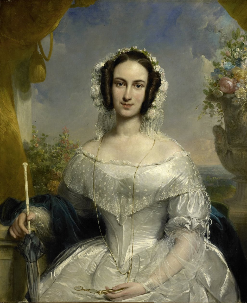 Agatha Petronella Hartsen (1814-78). Morsiuskäymälässä hänen avioliittonsa yhteydessä Jan van der Hoopin kanssa 17. maaliskuuta 1841 tekijältä Jan Willem Pieneman