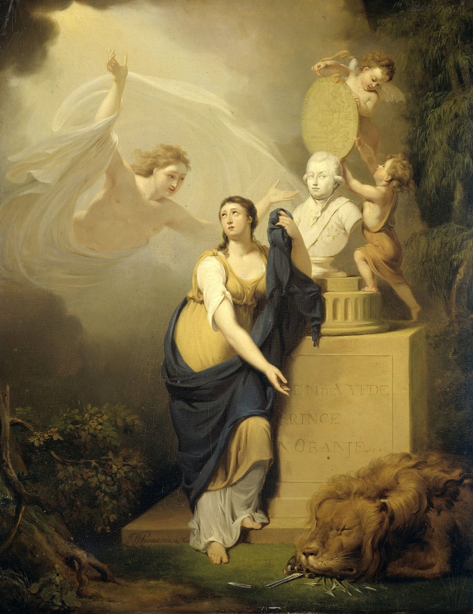 Allegoria William V:n, Orangen prinssin, kuolemasta, 1806 tekijältä Jan Willem Pieneman