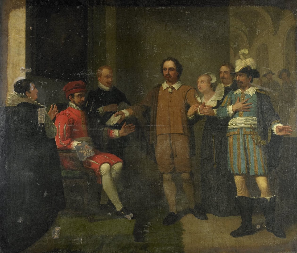 Jacob Simonsz de Rijk saa Espanjan kenraalikuvernöörin pyynnön vapauttaa Marnix van Sint Aldegonde, 1575 tekijältä Jan Willem Pieneman