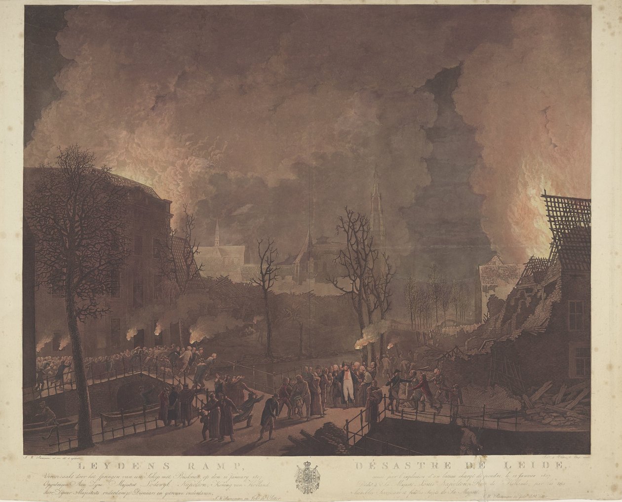 Leydensin katastrofi, jonka aiheutti laivan hyppääminen ruudilla, 12. tammikuuta 1807 / Désastre de Leide, causé par l