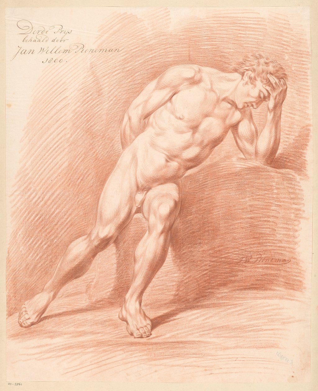 Istuva alaston mies, näkymä edestä (3. palkinto 1800) tekijältä Jan Willem Pieneman