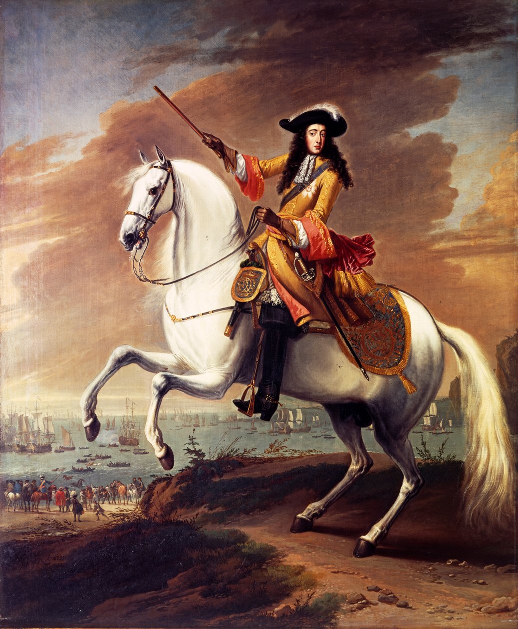 Vilhelm III:n maihinnousu Brixhamissa, Torbayssa, 5. marraskuuta 1688. tekijältä Jan Wyck