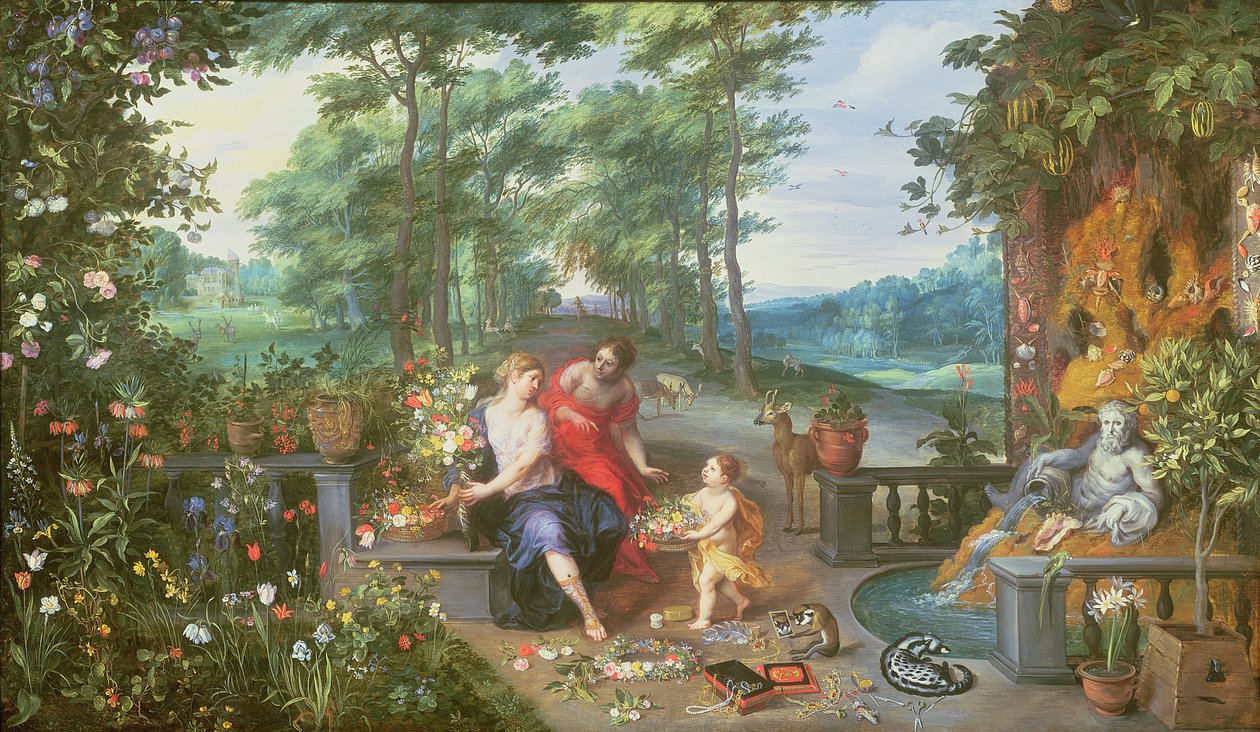 Flora ja nymfit puutarhassa tekijältä Jan and Balen, Hendrik van Brueghel