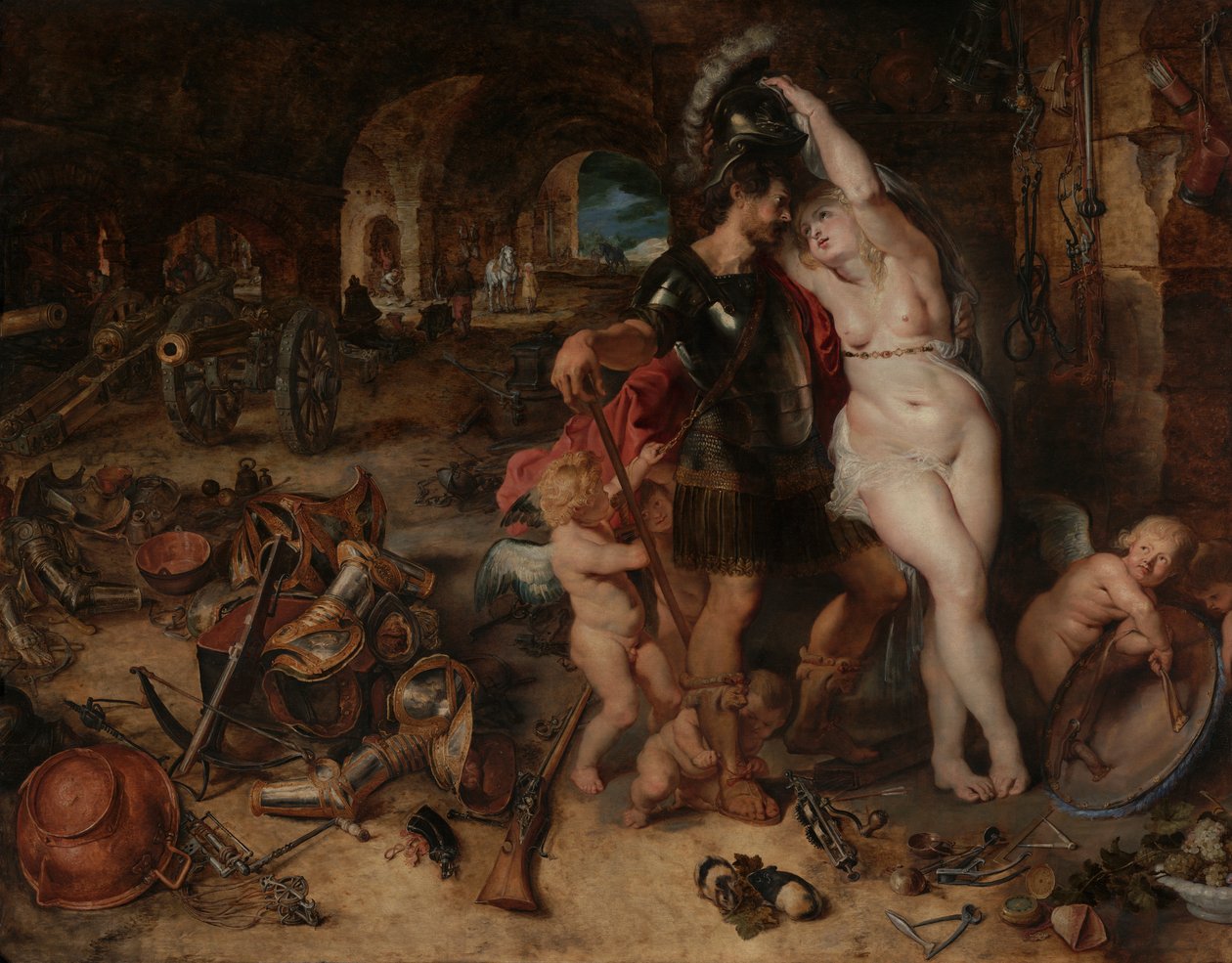 The Return from War: Marsin aseistariisuminen Venuksen toimesta, n. 1610-2 tekijältä Jan and Rubens, P.P. Brueghel