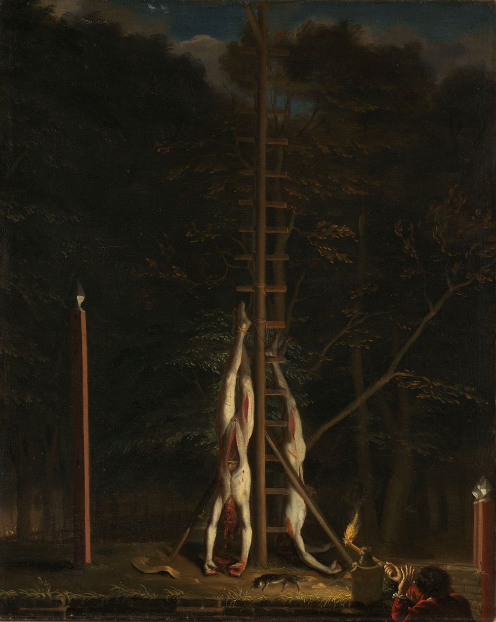 De Witt Brothersin ruumiit, n. 1672-1675 (öljy kankaalle) tekijältä Jan de Baen