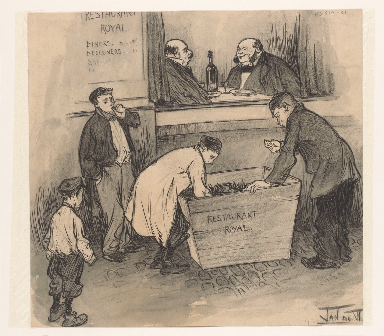 Ennen Restaurant Royalia - Haag, helmikuu 1896 (otsikko esineessä) tekijältä Jan de Waardt (signed by artist)