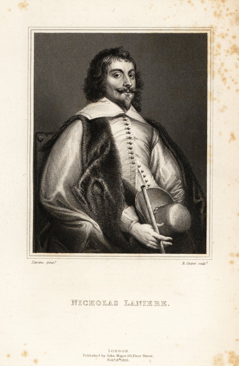 Nicholas Lanieren muotokuva, englantilainen säveltäjä, kuninkaan musiikin mestari, muusikko, keräilijä, etseri ja taiteen neuvonantaja tekijältä Jan the Elder (after) Lievens