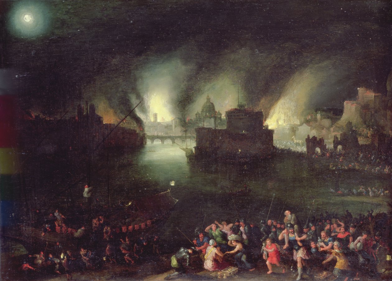 Aeneas pelastaa ankiseita Troijan säkistä (öljy kuparilla) tekijältä Jan the Elder Brueghel