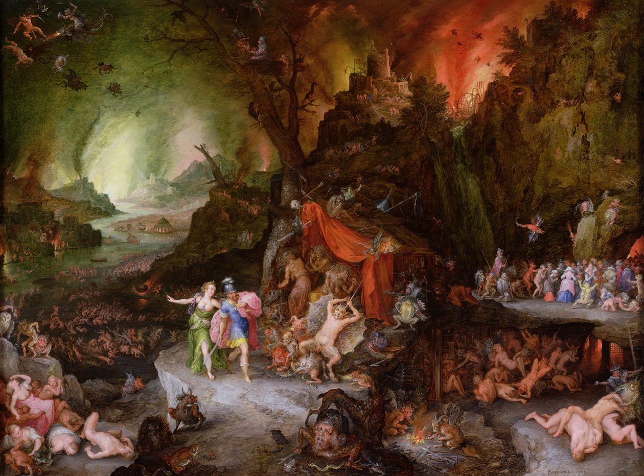 Aeneas ja Sibylla alamaailmassa tekijältä Jan the Elder Brueghel