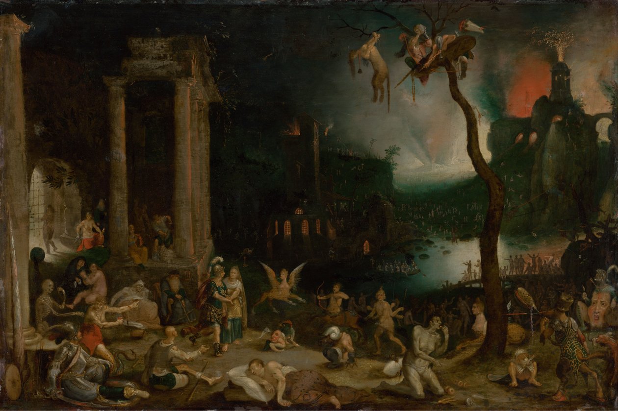 Aeneas ja Sibylla alamaailmassa, noin 1604. tekijältä Jan the Elder Brueghel