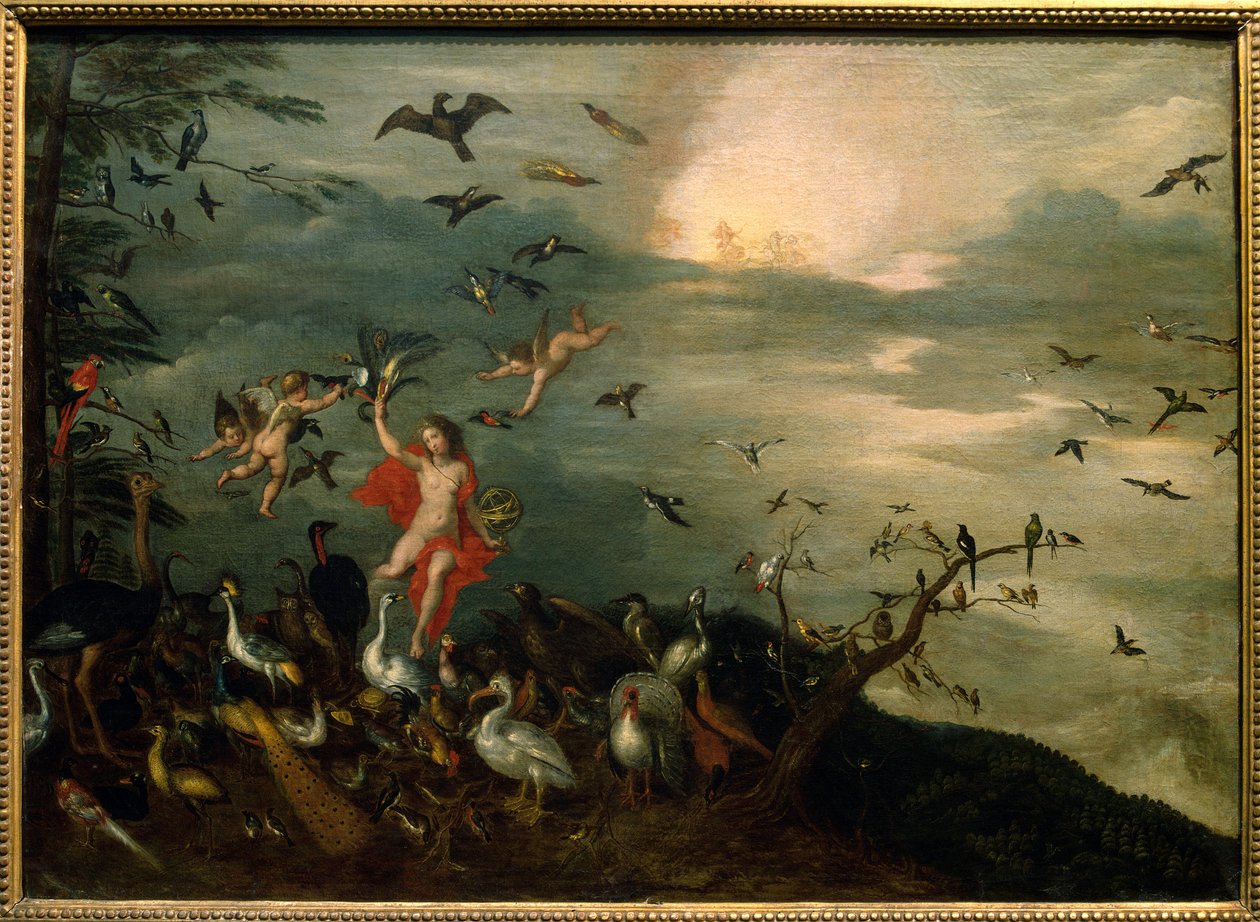 Ilmaa. Allegoria luonnollisista elementeistä. Jan Brueghel I:n (Jean Breughel, Bruegel tai Breugel) maalaus, joka tunnetaan nimellä De Velours (L