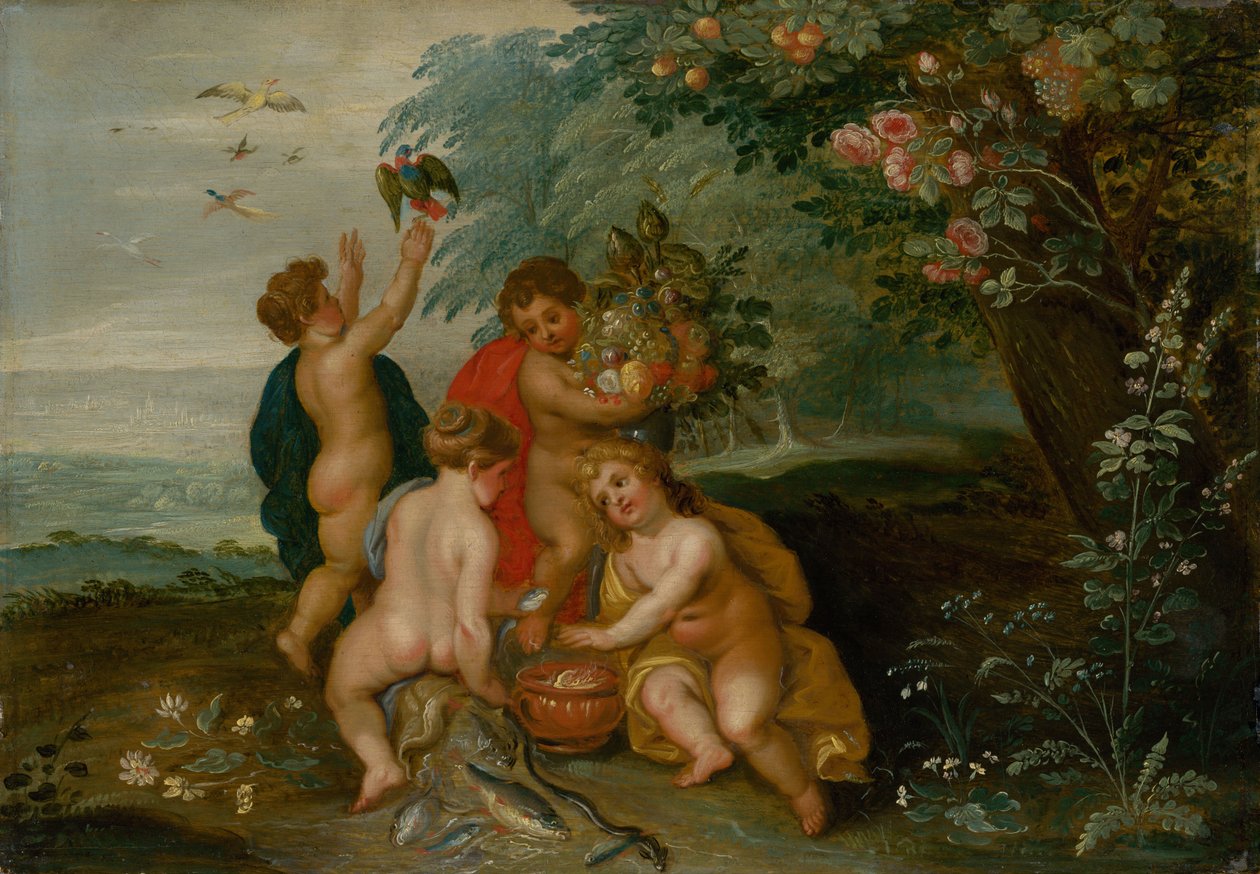 Allegoria neljästä elementistä: vesi, ilma, maa ja tuli, c. 1610. tekijältä Jan the Elder Brueghel