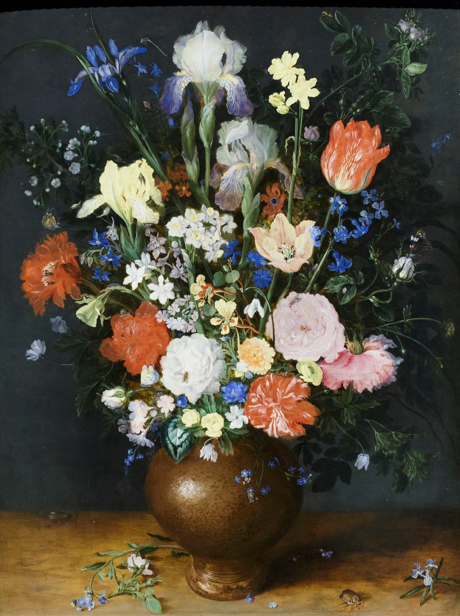 Kukkakimppu savimaljakossa, noin 1609 (öljy puulle). tekijältä Jan the Elder Brueghel