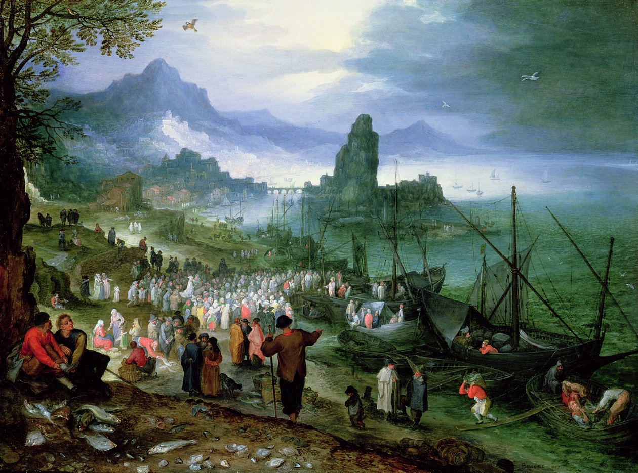 Kristus saarnaa Galilean järvellä tekijältä Jan the Elder Brueghel