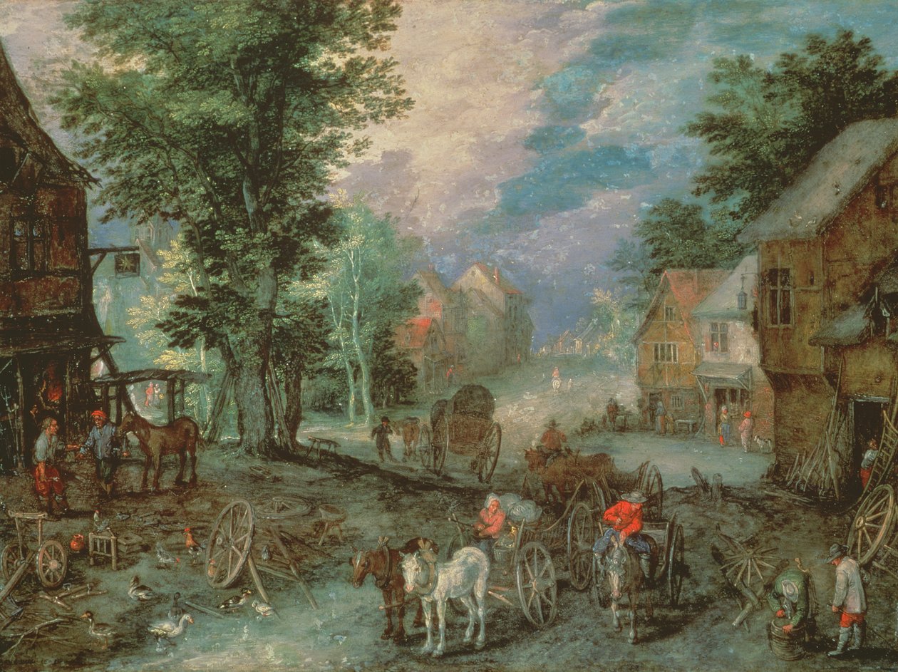 Sisäänkäynti kylään tekijältä Jan the Elder Brueghel