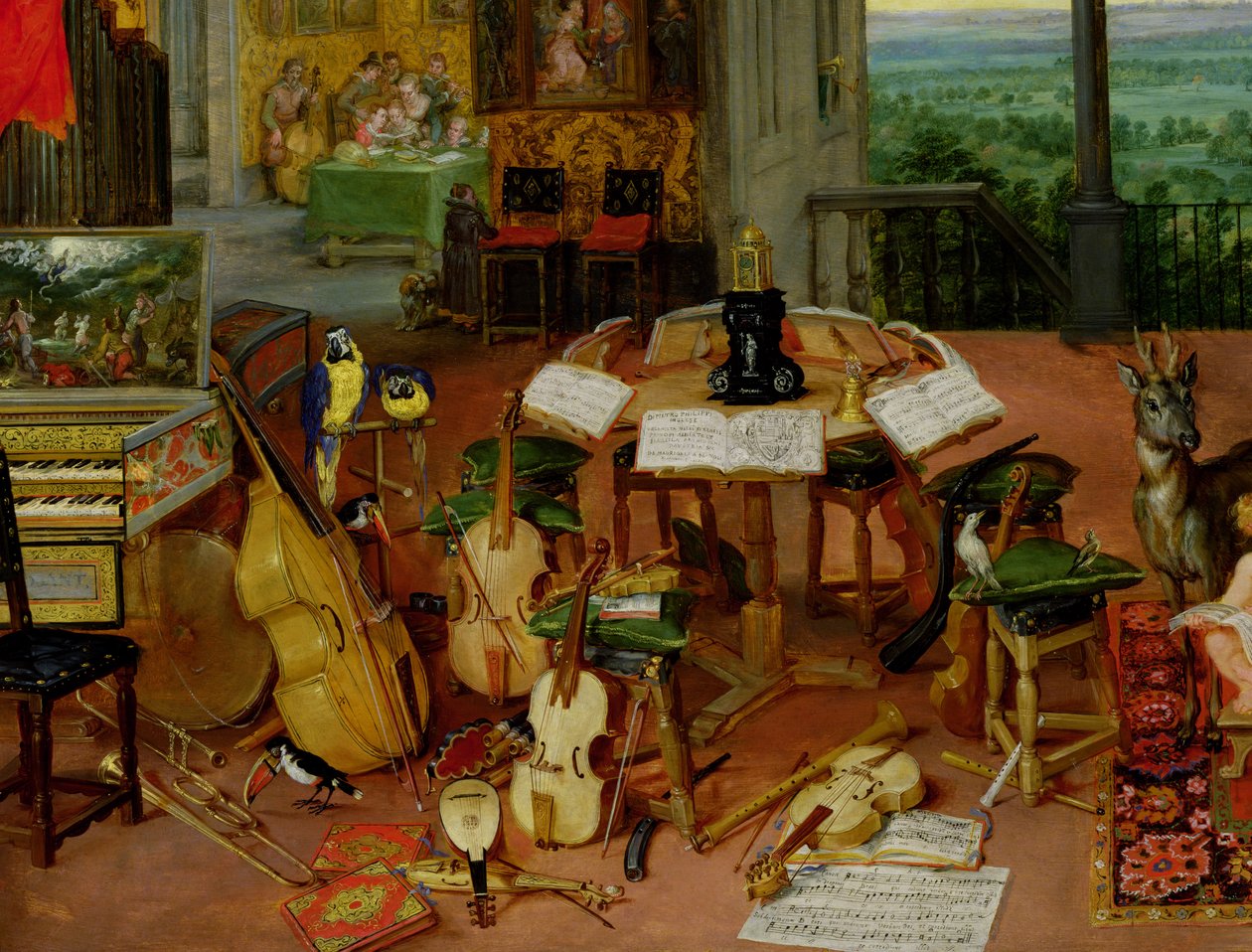 Kuuleminen, 1617 (yksityiskohta kuvasta 55898) tekijältä Jan the Elder Brueghel